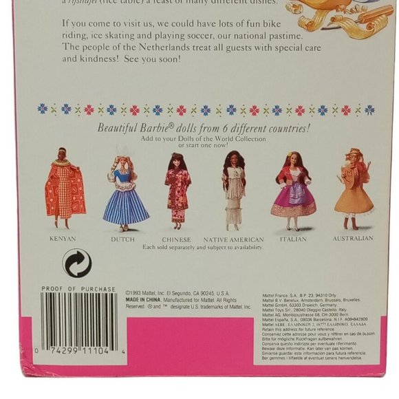 Dutch Barbie #11104 Vintage Mattel 1993 Dolls of the World MINT-NRFB Spcl Ed - Picture 4 of 11